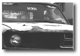 wrecked taxi